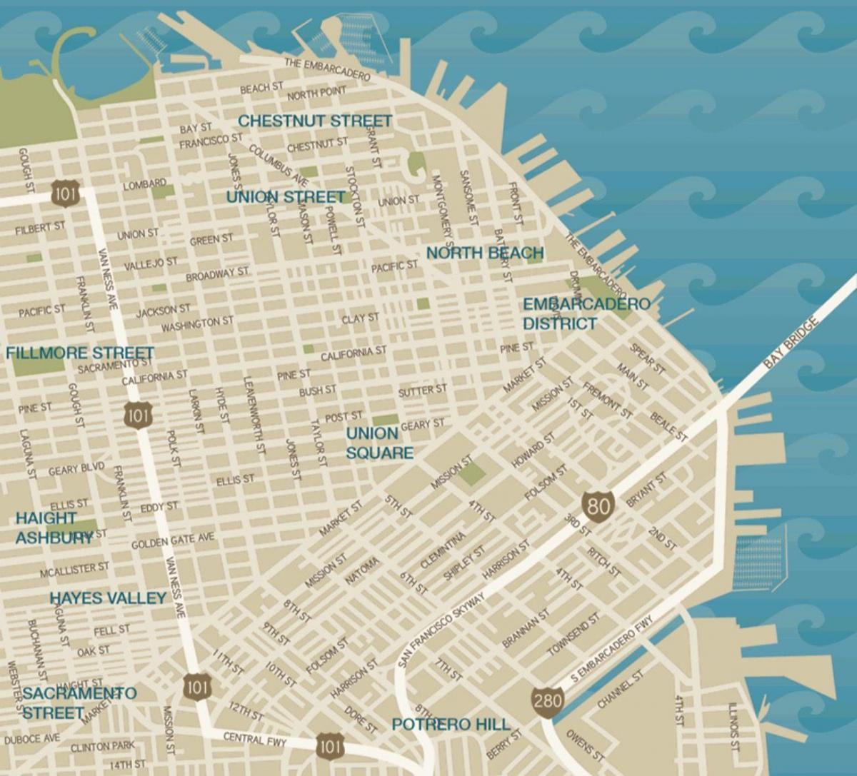 kort af San Francisco union-torg