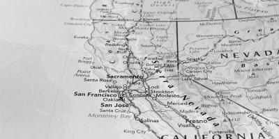 Svart og hvítt kort af San Francisco