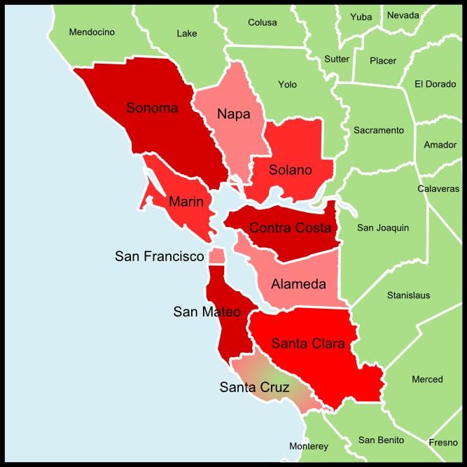 San Francisco flóa county kort
