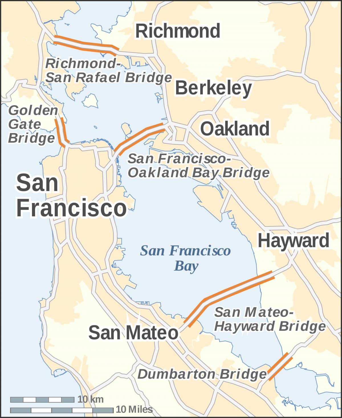 kort af San Francisco golden gate brúna