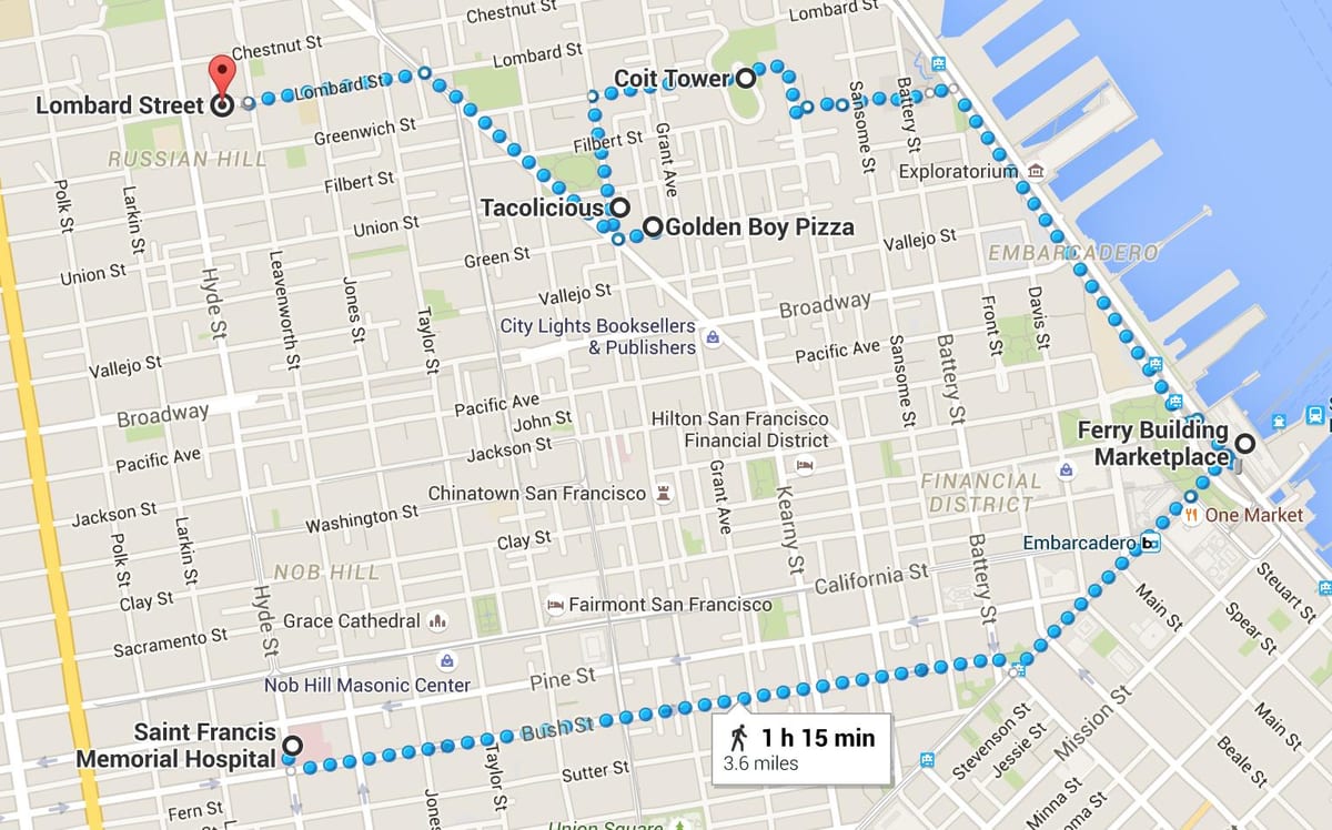Kínahverfi San Francisco gönguferð kort