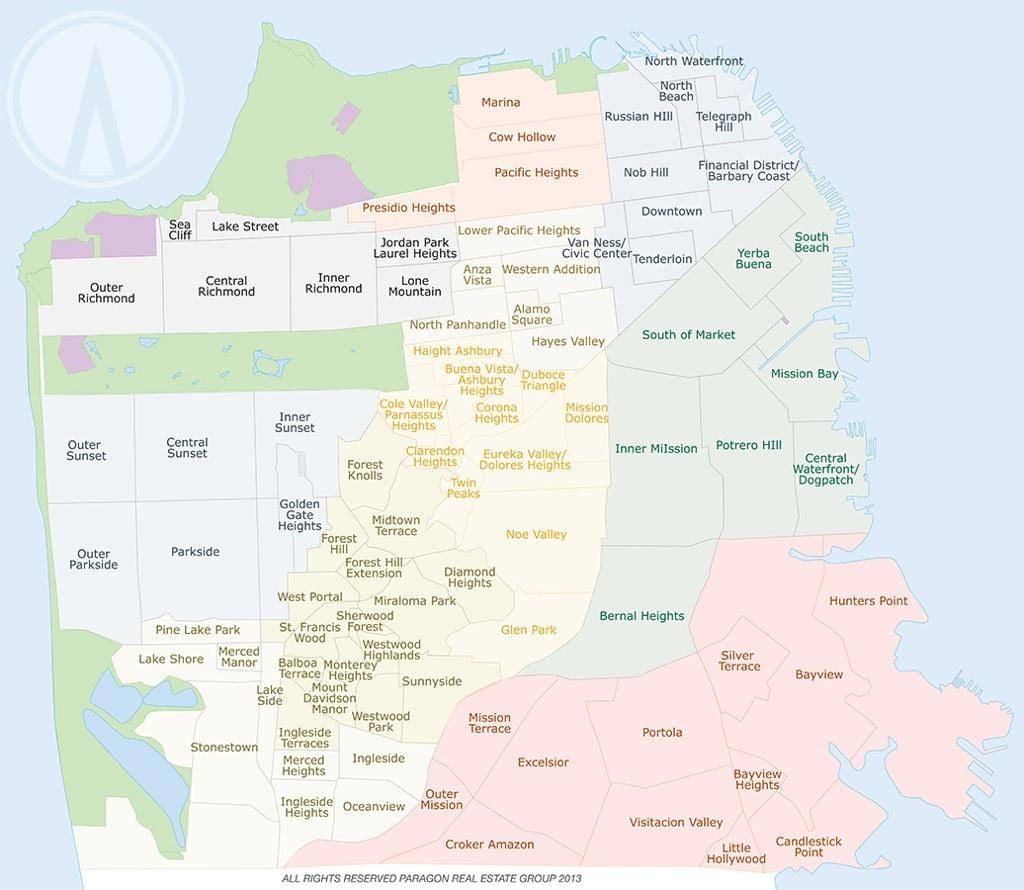 Kort af kýr holur San Francisco