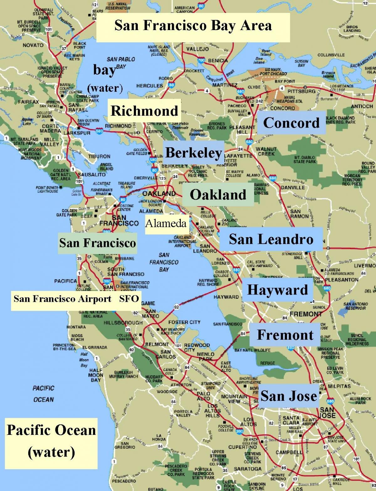 kort af San Francisco í kaliforníu