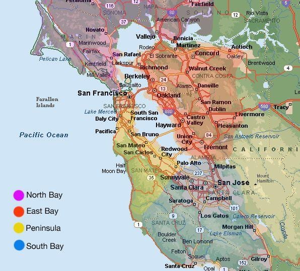 San Francisco svæðinu kort og nágrenni