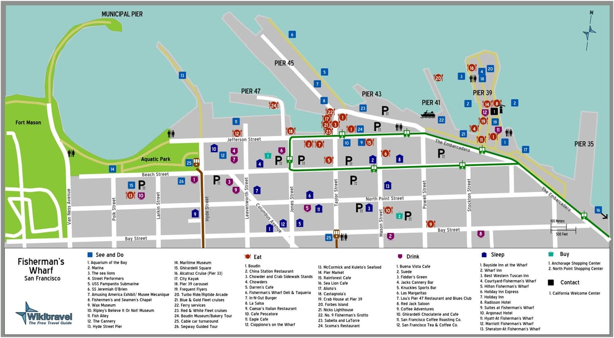 kort af San Francisco er sjómaður bryggju