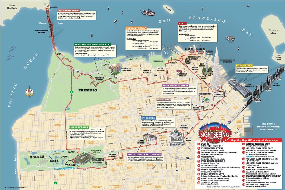 Kort af San Fran hoppa á hop burt