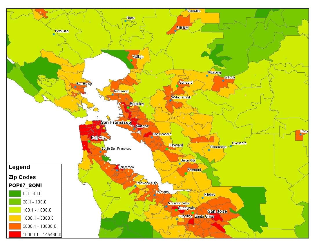 Kort af San Francisco íbúa