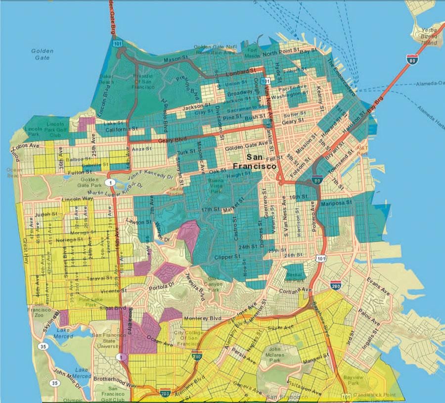 Kort af San Francisco dýrin