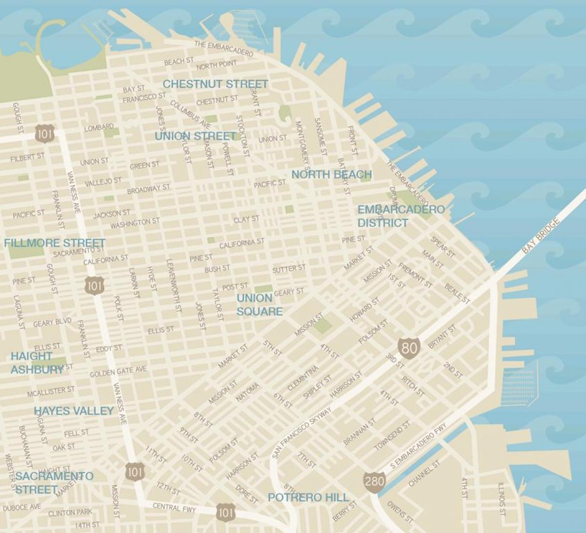 Kort af San Francisco fatahverfinu
