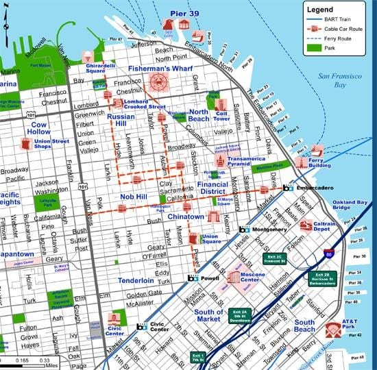 San Francisco borgar kort ferðamaður