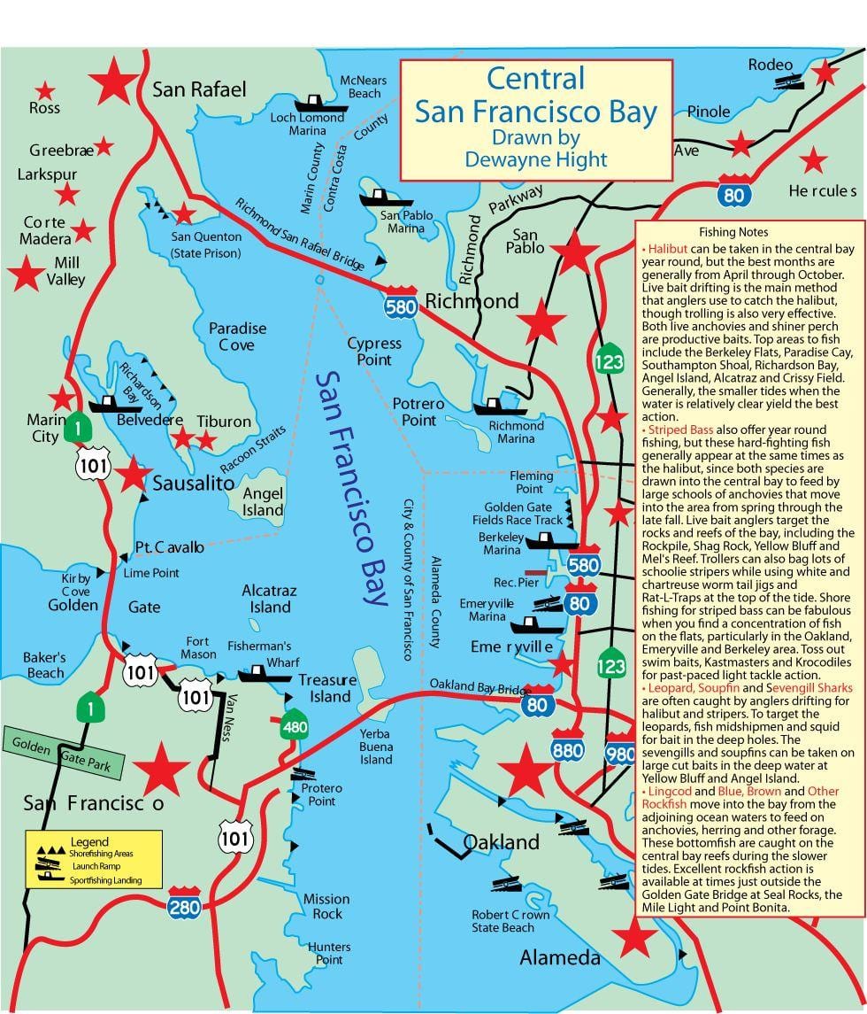 Kort af San Francisco flóann veiði