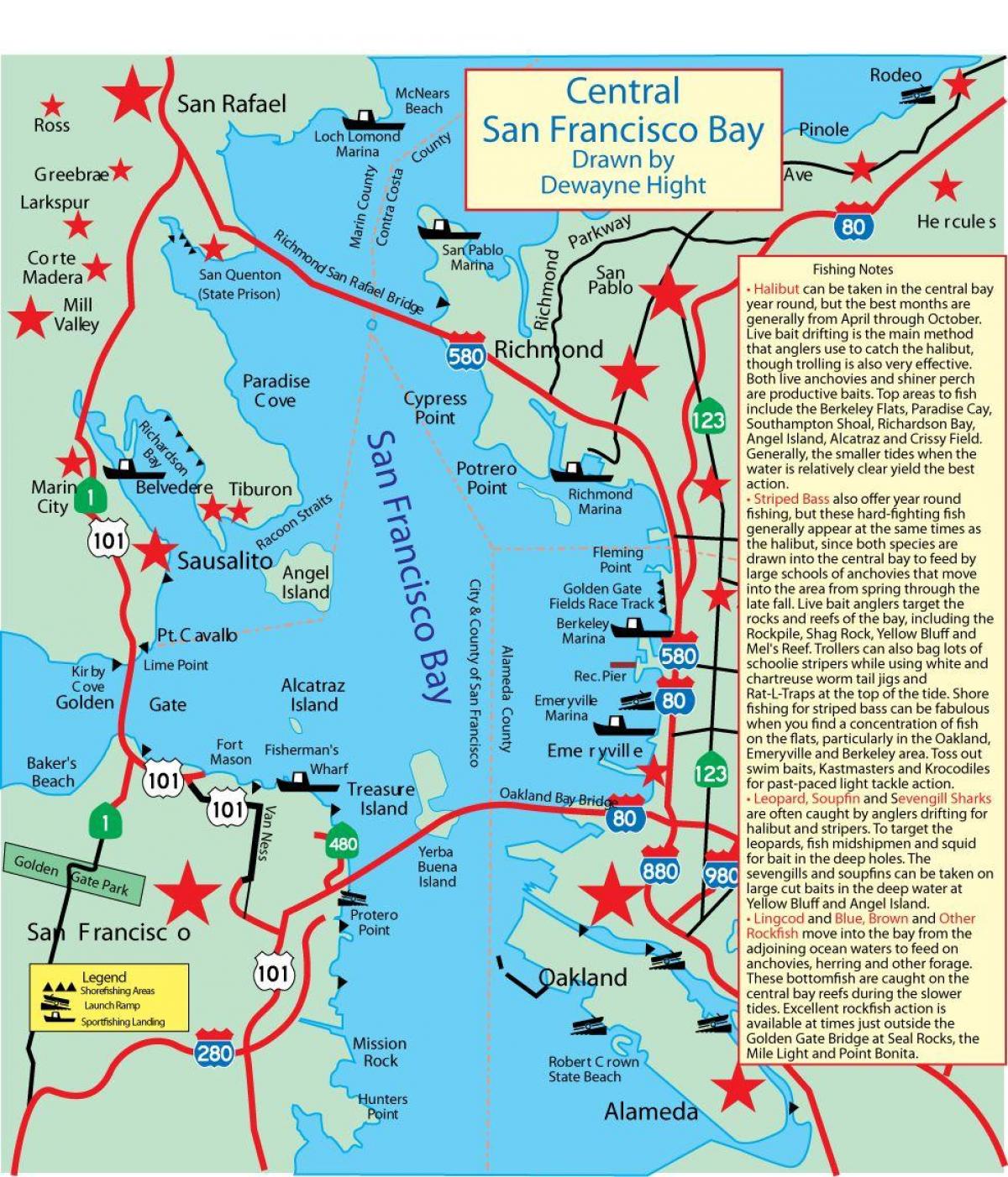 Kort af San Francisco flóann veiði 