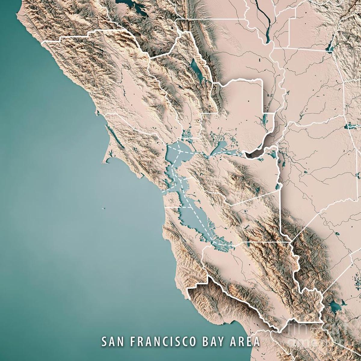 Kort af San Francisco flóann landslaginu 