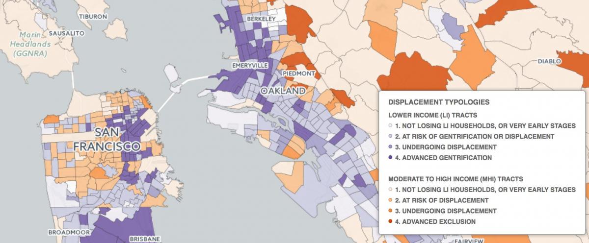 Kort af San Francisco gentrification
