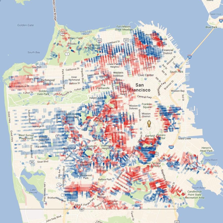 Kort af San Francisco hæð