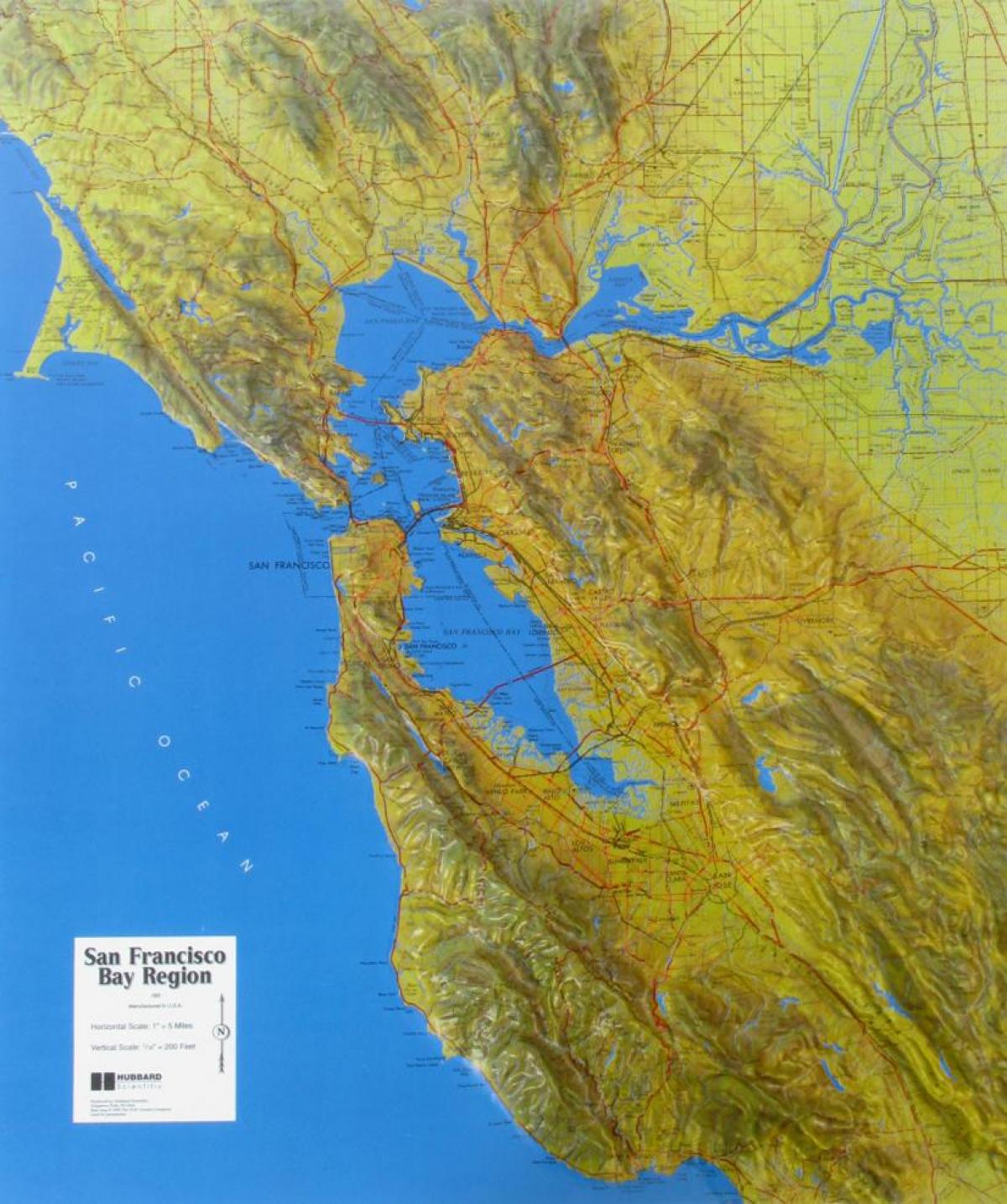 Kort af San Francisco léttir