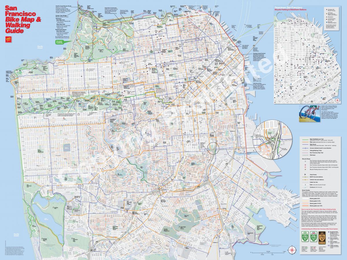 Kort af San Francisco reiðhjól