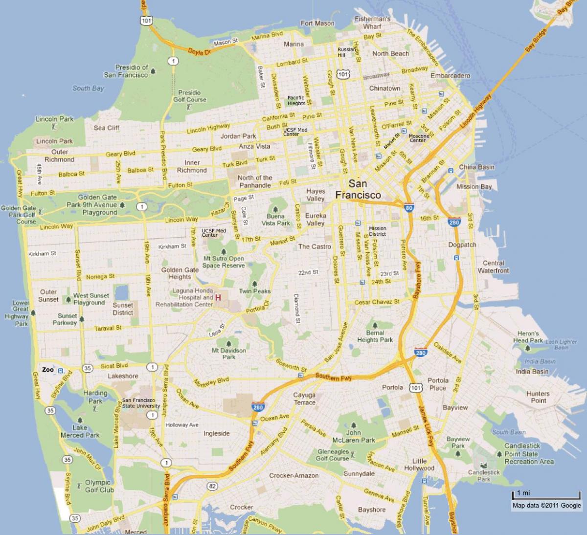 San Francisco markið kort