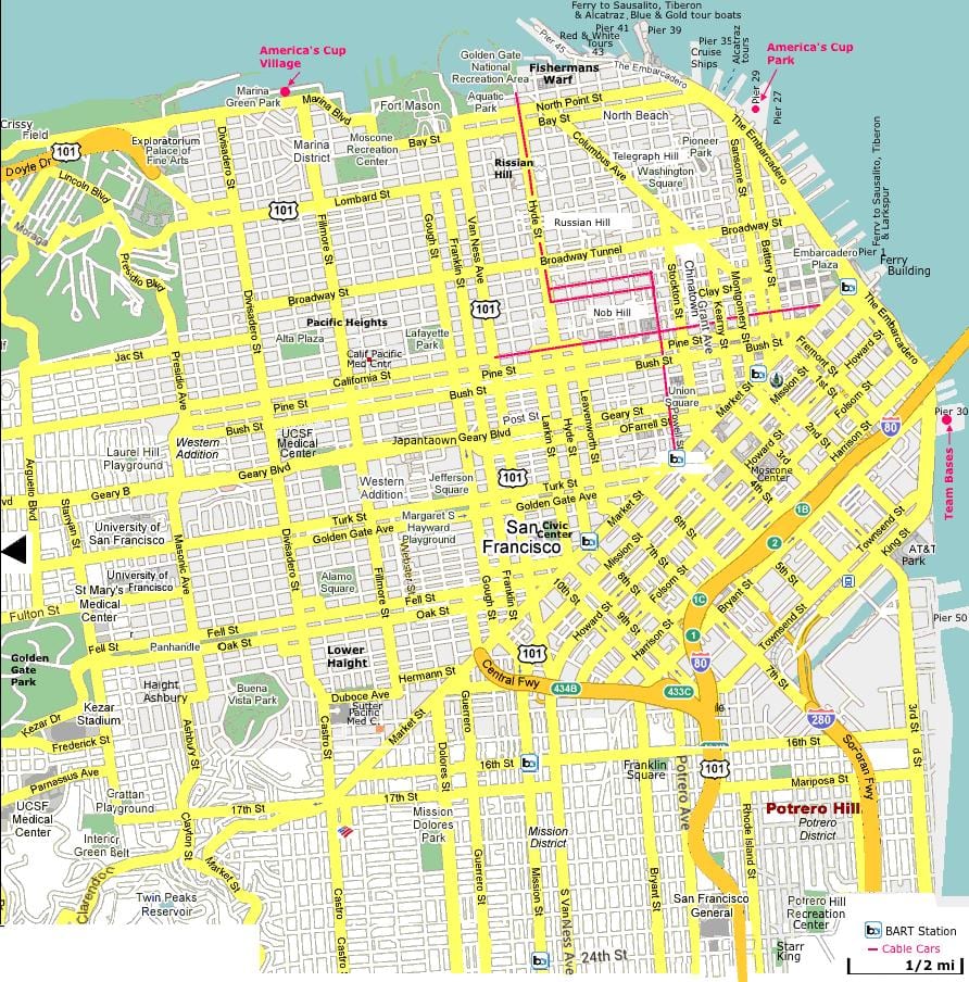 San Francisco staðir kort