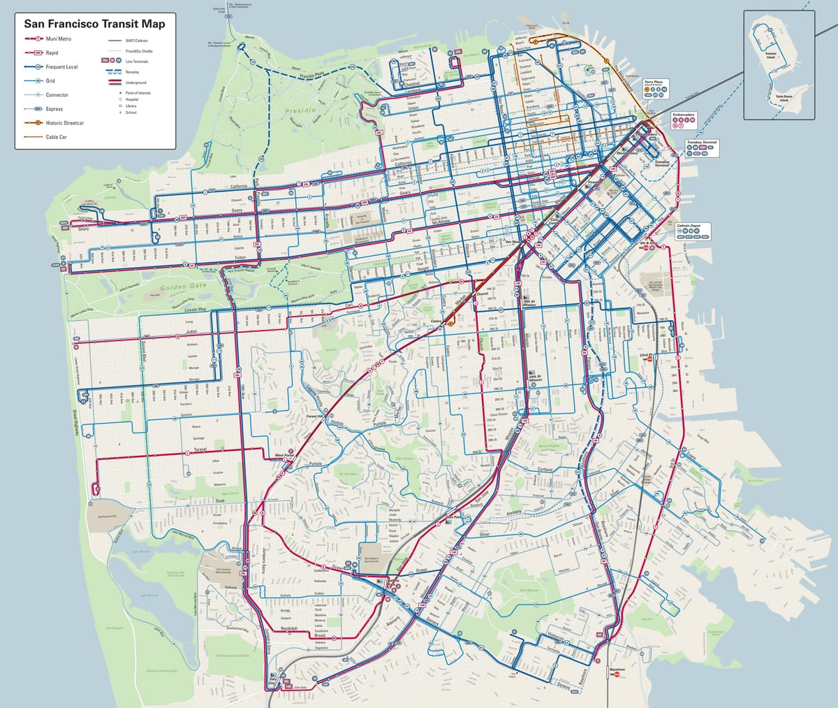 San Francisco strætó línur kort