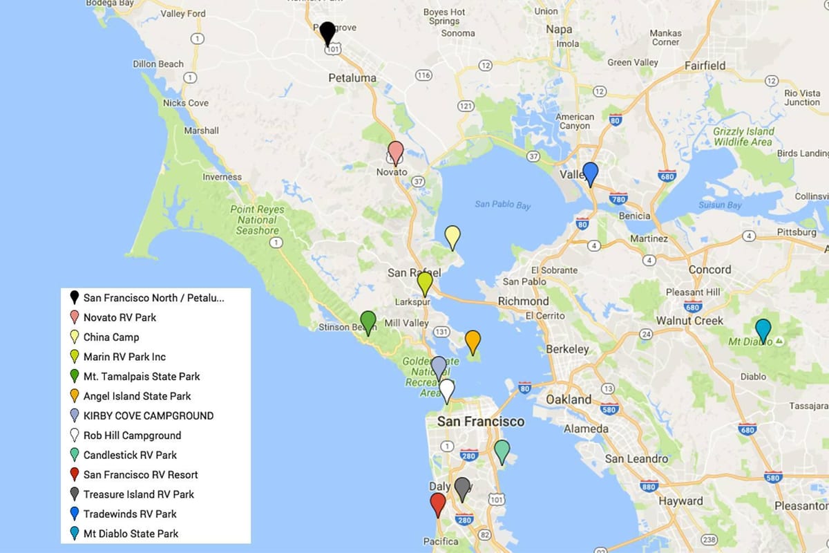 Kort af San Francisco verður að sjá