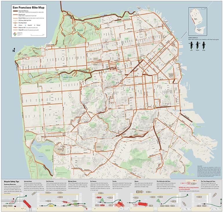 San Francisco hjólinu kort