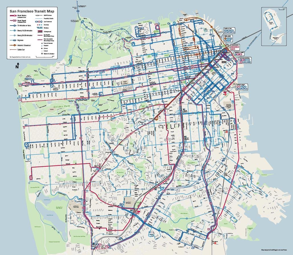 San Francisco strætó kerfi kort
