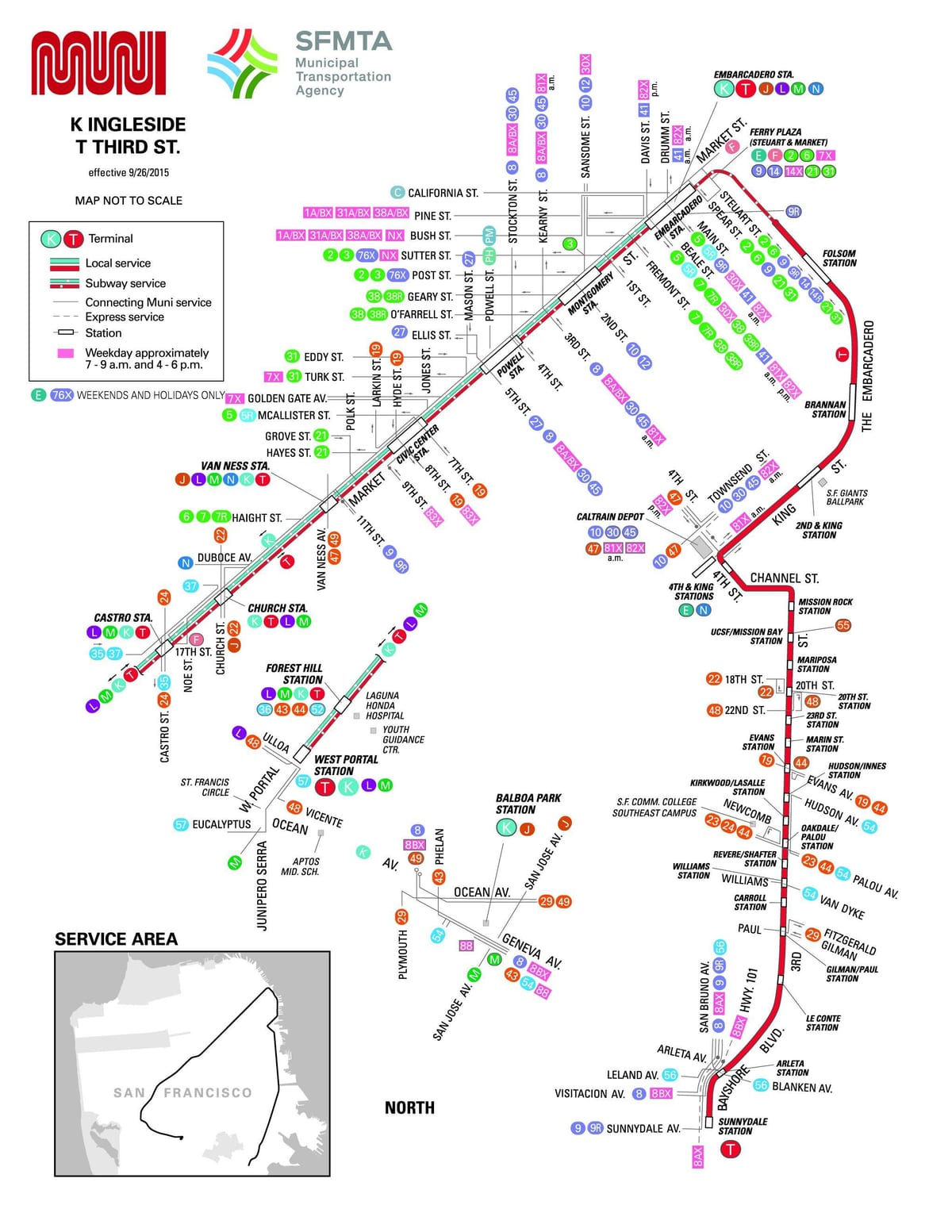 San Francisco borgar strætó kort