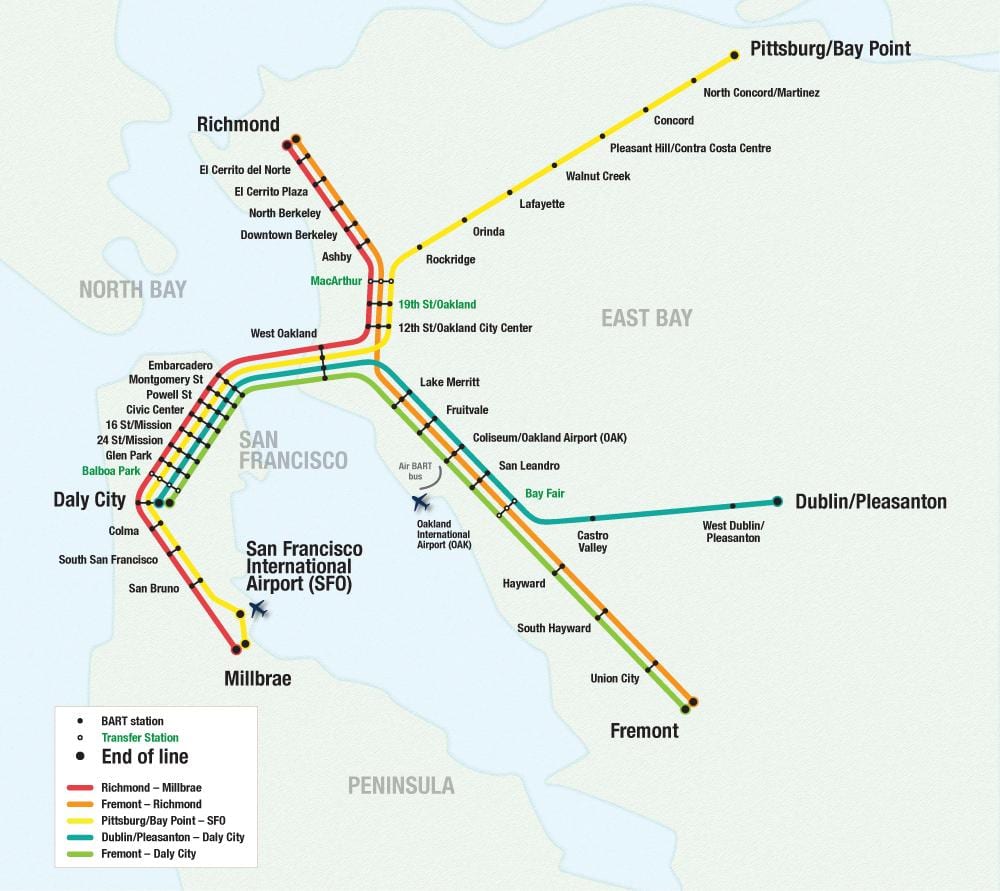 San Francisco bart kort