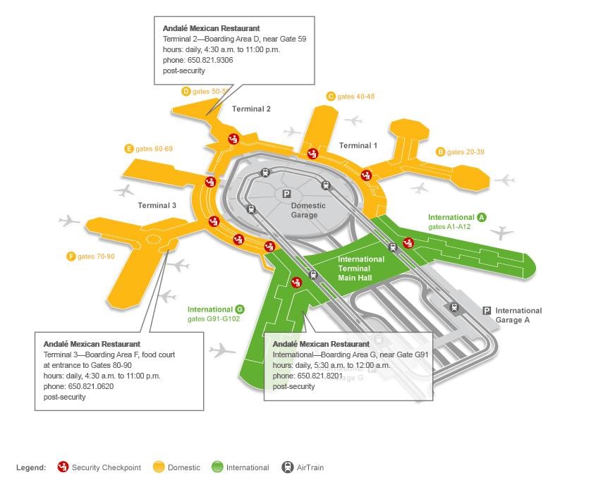 SFO terminal 2 hliðið kort