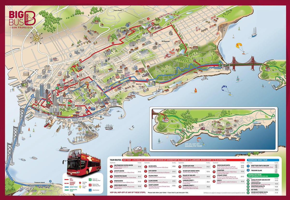 stór strætó kort San Francisco