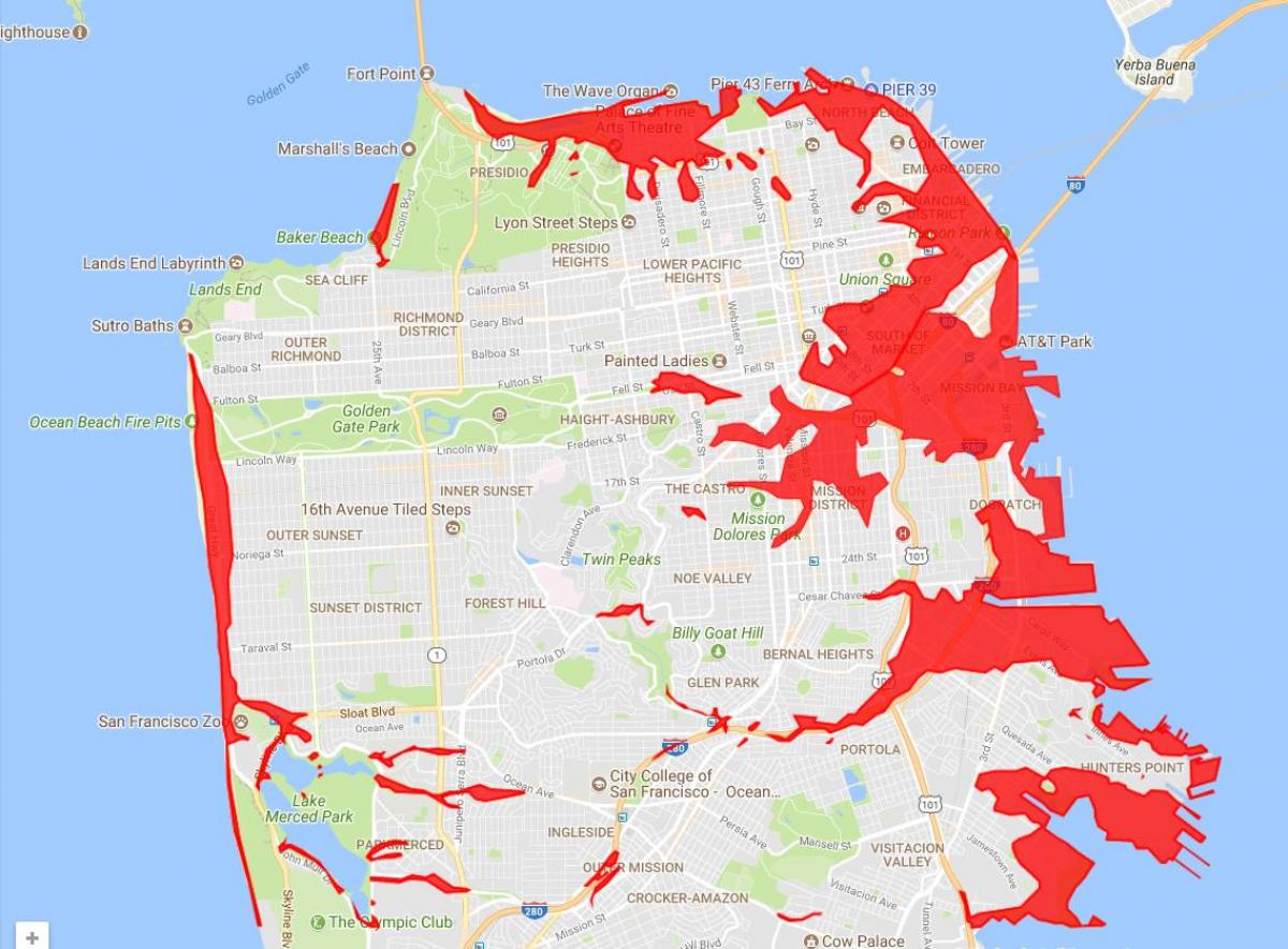 San Francisco svæði til að forðast kort