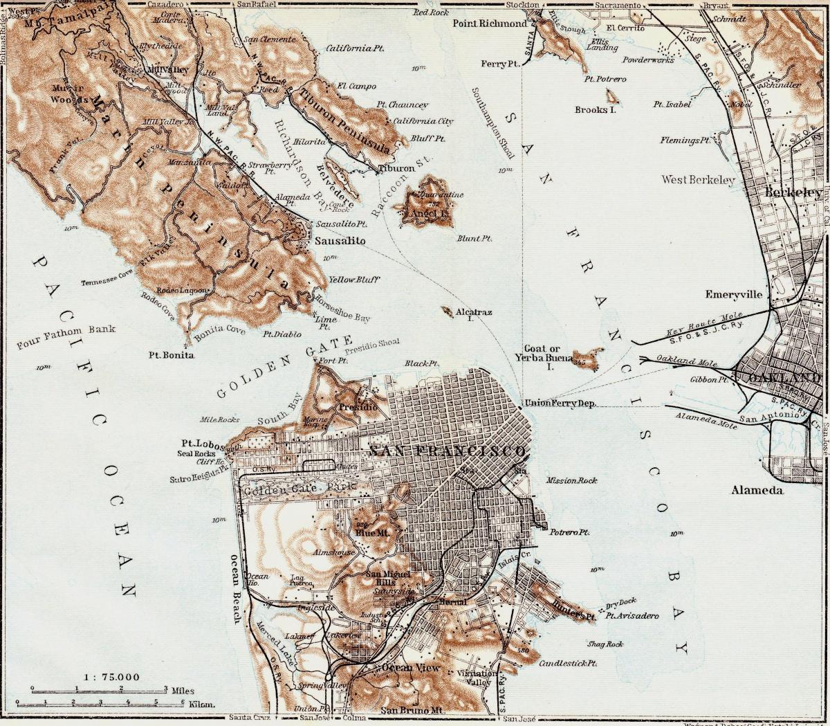 Kort af uppskerutími San Francisco 