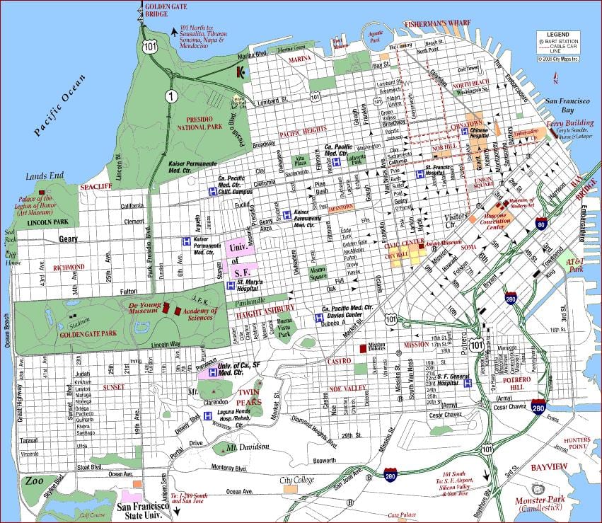 San Francisco va læknastöðinni kort