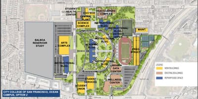 Borgarháskólann San Francisco háskólasvæðinu kort