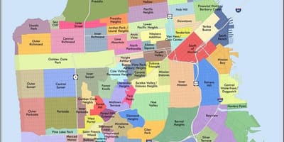 San Francisco flóa hverfinu kort