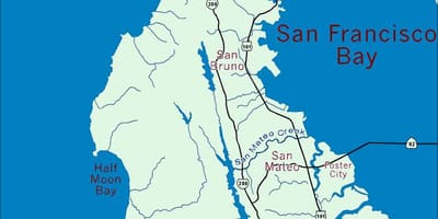 Kort af flóa peninsula