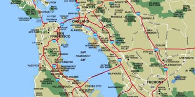 Kort af meiri San Francisco svæðinu