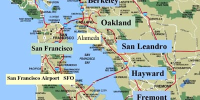 Kort af San Francisco í kaliforníu