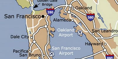 Kort af San Francisco og nágrenni