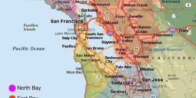 San Francisco svæðinu kort og nágrenni