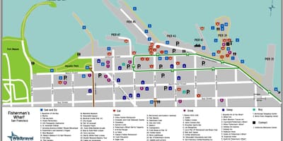 Kort af San Francisco er sjómaður bryggju