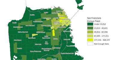 Kort af San Francisco íbúafjölda