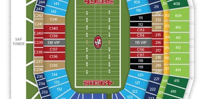 Kort af San Francisco 49ers völlinn