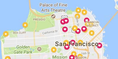 Kort af San Francisco fjármálahverfið