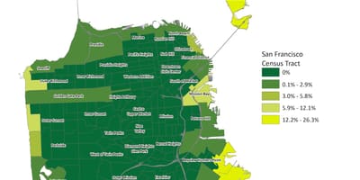 Kort af San Francisco flóð svæði