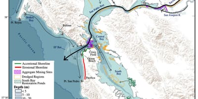 Kort af San Francisco flóann dýpt