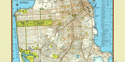 Kort af San Francisco götunni veggspjald