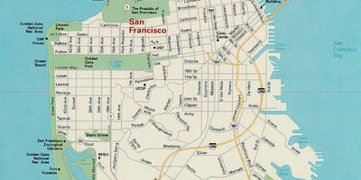 Kort af San Francisco helstu staðir