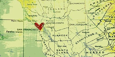 Hjörtu í San Francisco kort